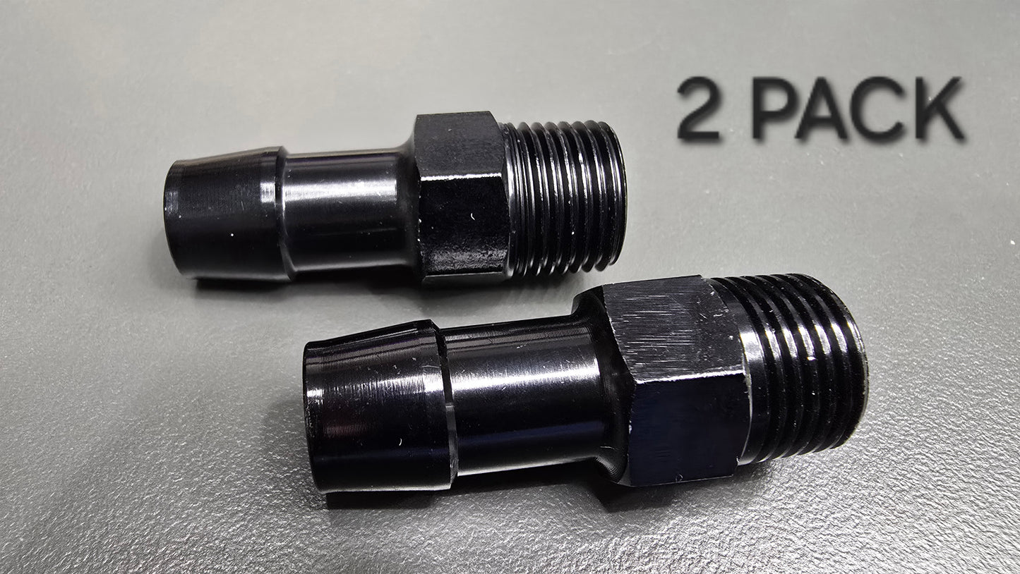 Black Aluminum Hose Barb Fitting – 3/8" NPT to 1/2" ID Barb for 1/2 inch ID hose