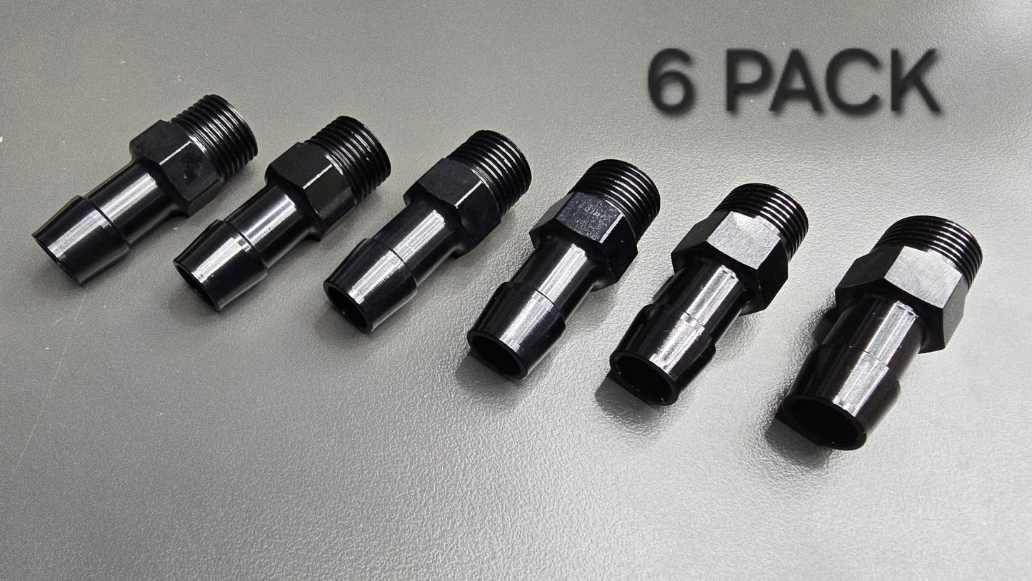 Black Aluminum Hose Barb Fitting – 3/8" NPT to 1/2" ID Barb for 1/2 inch ID hose