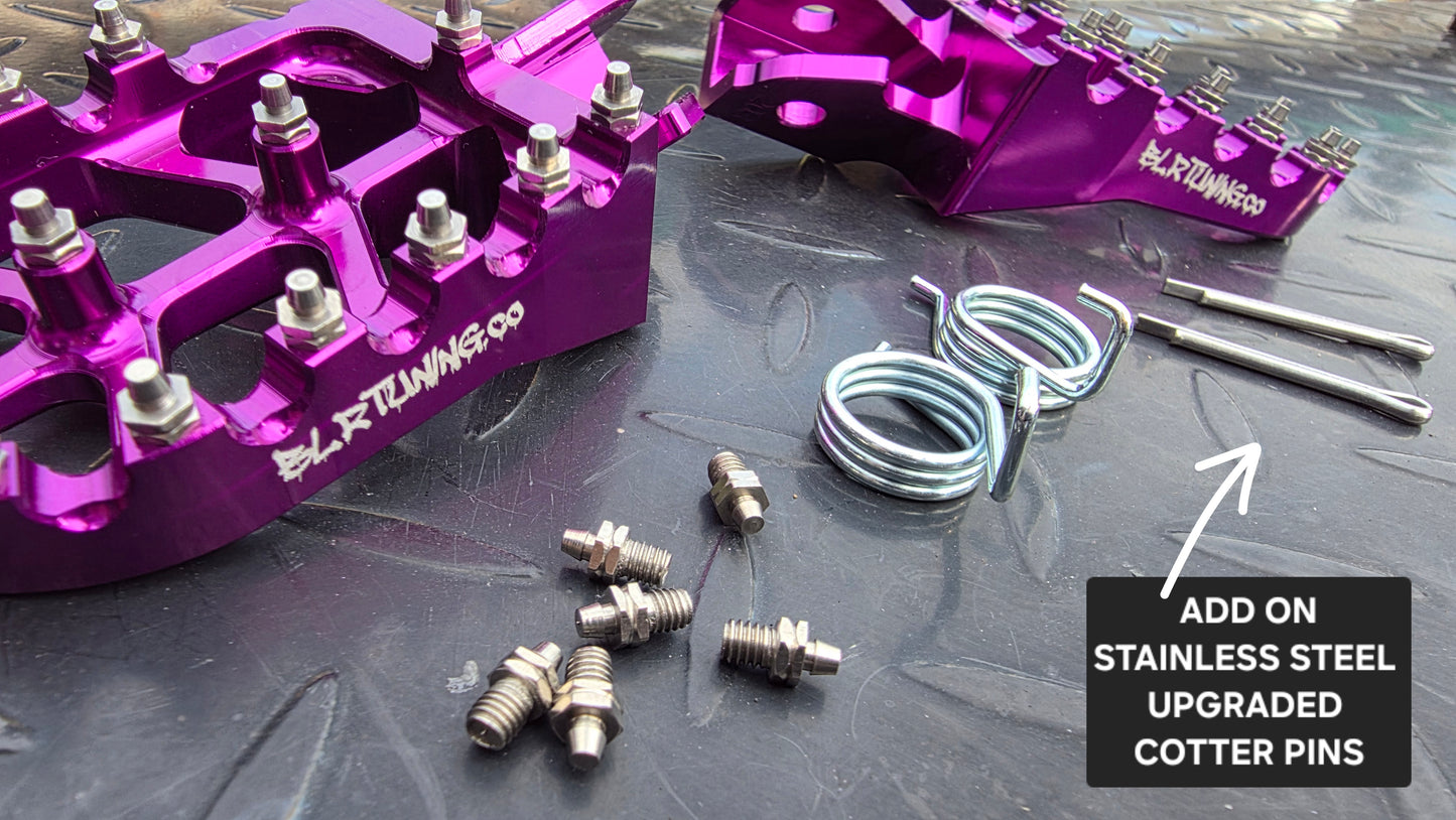 FOOT PEGS FOR STRIKE SHADOW 48v 60v 72v 2026 MODELS BILLET ALUMINUM WITH STAINLESS STEEL TEETH BY BLR TUNING