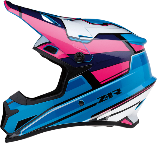 Z1R, Z1R Rise Helmet MC Pink/Blue 2XL - Injection Molded Polycarbonate Shell with Removable Moisture-Wicking Liner