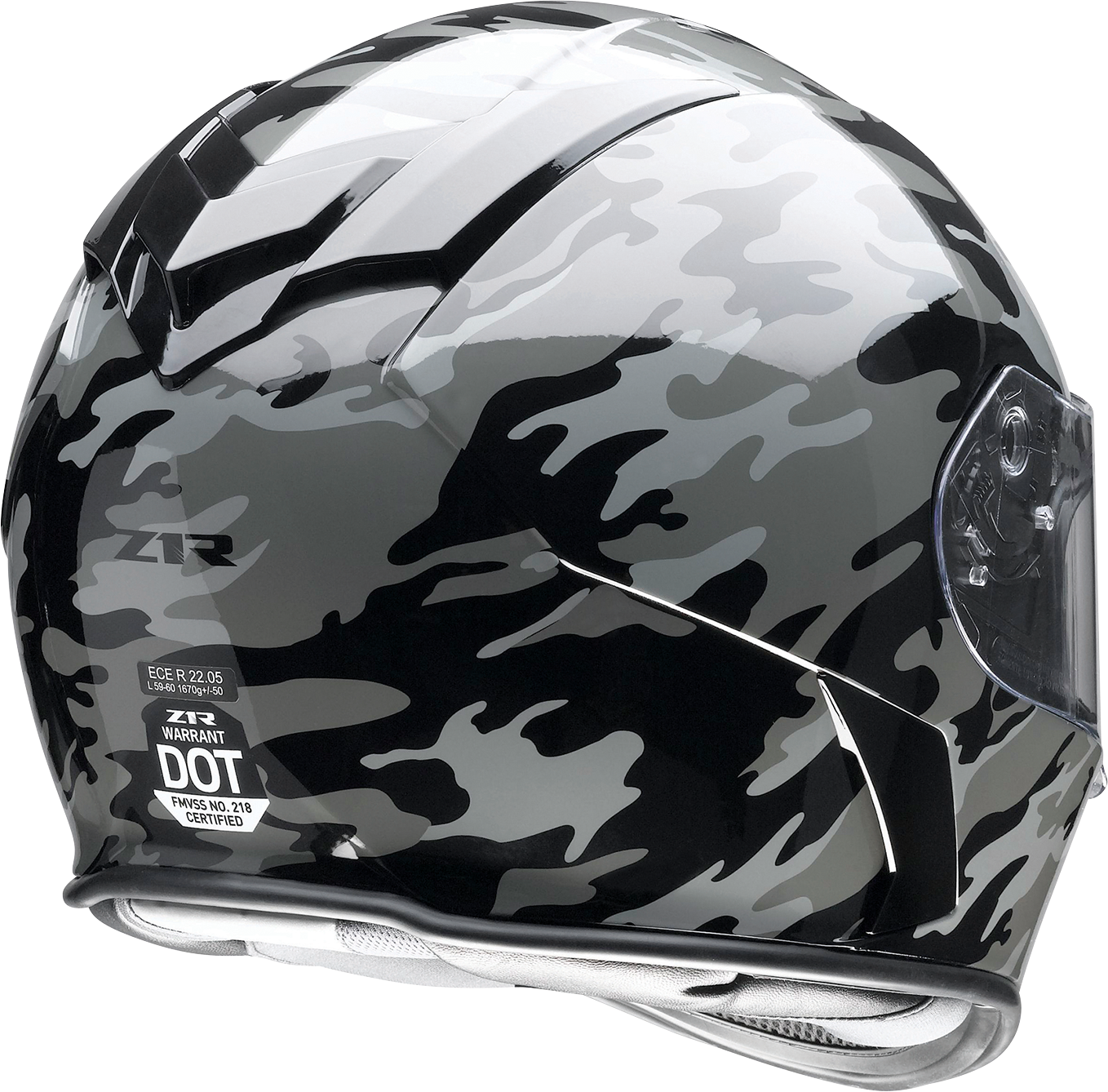 Z1R, Z1R Warrant Helmet - Camo Black/Gray, XS | Polycarbonate Shell, Drop-Down Sun Visor & Moisture-Wicking Liner