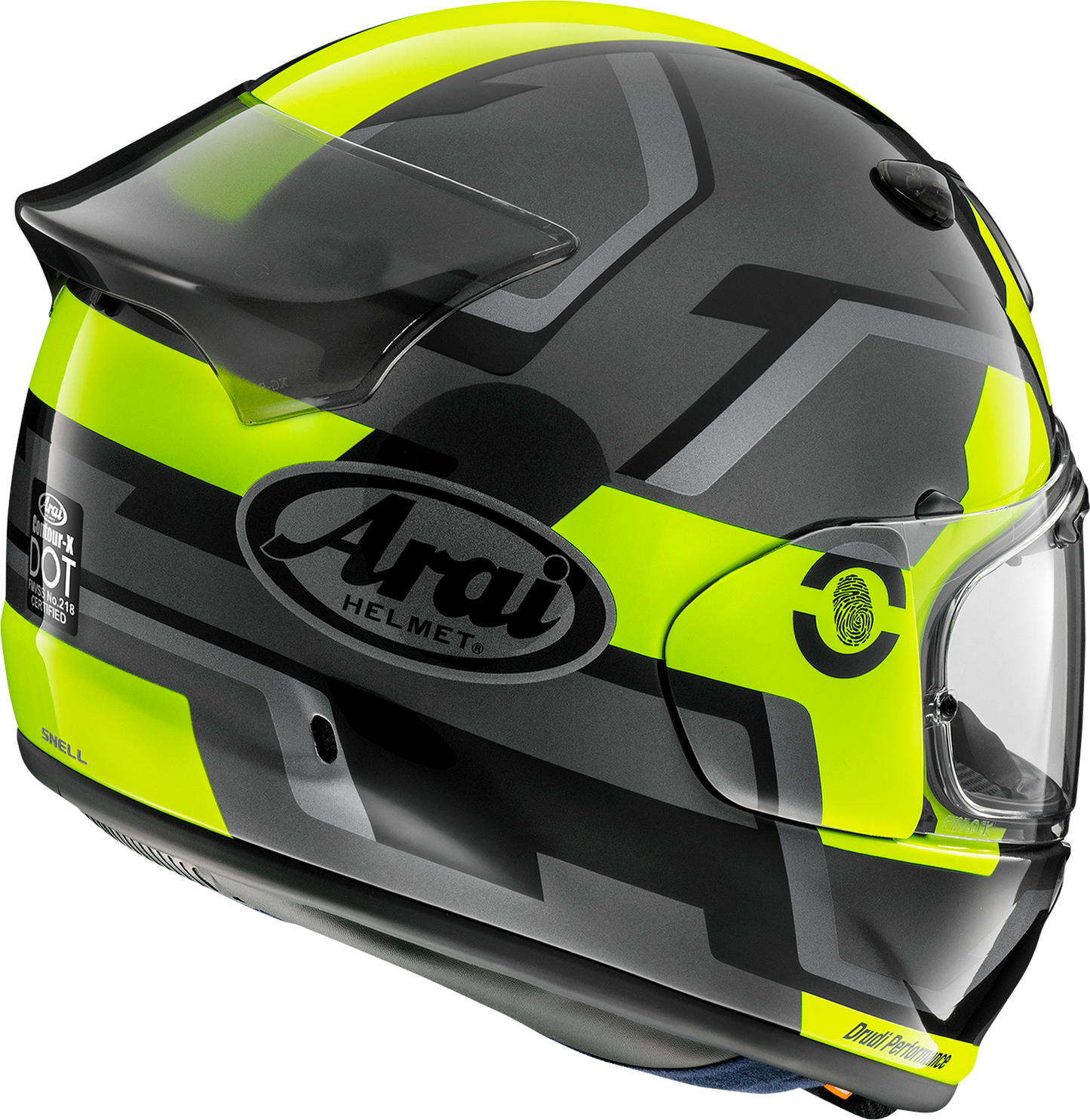 ARAI HELMETS, ARAI HELMETS Contour-X Helmet with Logo Duct and Aerodynamic Spoiler – Fluorescent Yellow, 2XL (Part No. 0101-16066)