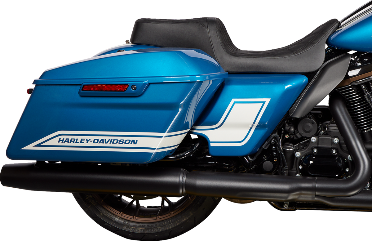 DRAG SPECIALTIES SEATS, DRAG SPECIALTIES SEATS Predator 1Up Seat - Vinyl, Double Diamond Black Stitch for Harley FLH 2008-2023 (Part #0801-1483)