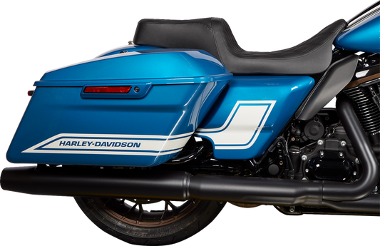 DRAG SPECIALTIES SEATS, DRAG SPECIALTIES SEATS Predator 1Up Seat - Vinyl, Double Diamond Black Stitch for Harley FLH 2008-2023 (Part #0801-1483)
