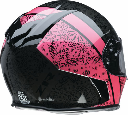 Z1R, Z1R Warrant Helmet - PAC Pink Large | Polycarbonate Shell with Drop-Down Sun Visor