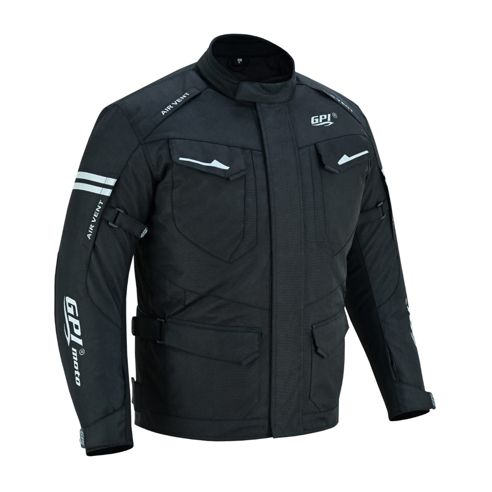 Men’s All-Season High Premium Quality Waterproof Motorcycle Jacket with Removable Armor – Full Black