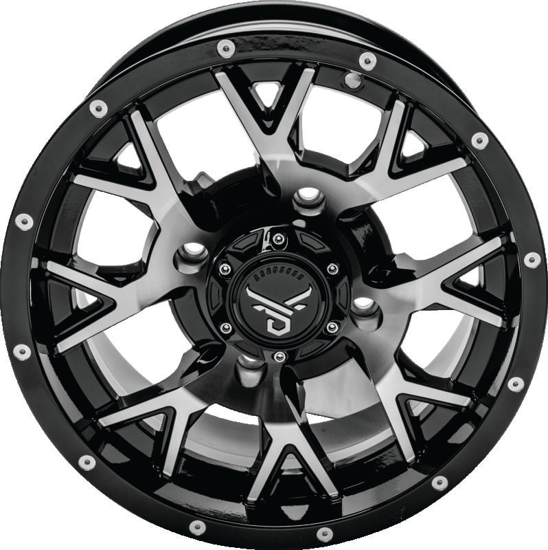 QuadBoss, QuadBoss Barbwire 15x7 Aluminum Wheel with Machined Finish – Part Number 608578