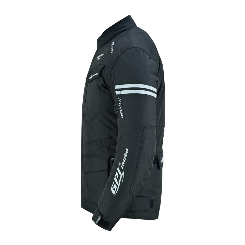 Men’s All-Season High Premium Quality Waterproof Motorcycle Jacket with Removable Armor – Full Black-