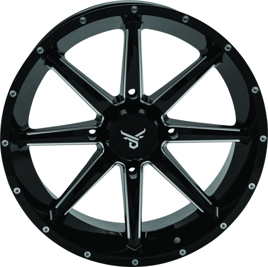 QuadBoss, QuadBoss Slicer 18x7 Powersports Wheel - 4/137 Bolt Pattern with Limited Edition QuadBoss Bull Logo Center Caps