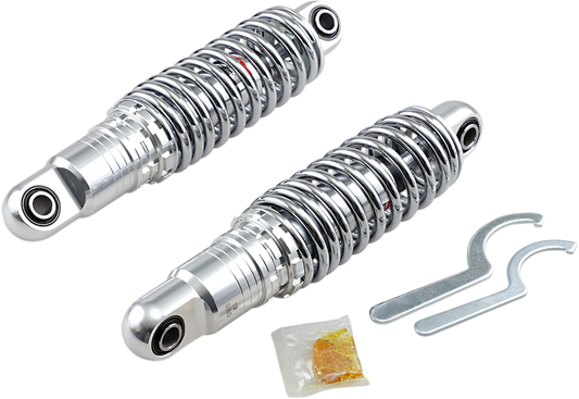 DRAG SPECIALTIES SHOCKS, DRAG SPECIALTIES SHOCKS Premium Ride-Height Adjustable Rear Shock - 11 Inch, Heavy Duty Chrome C16-0160H