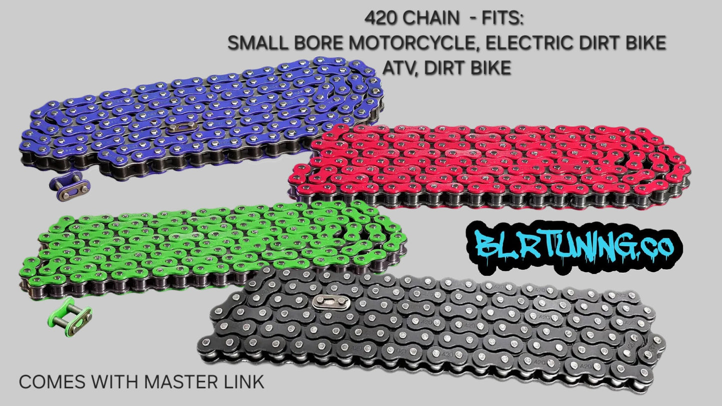 420 Motorcycle Chain Fits Small Bore Motorcycles - Electric Dirt Bikes - ATVs - and Dirt Bikes