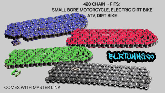 420 Motorcycle Chain Fits Small Bore Motorcycles - Electric Dirt Bikes - ATVs - and Dirt Bikes
