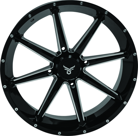 QuadBoss, QuadBoss Slicer 20x7 PowerSports Wheel with Limited Edition Bull Logo Center Caps