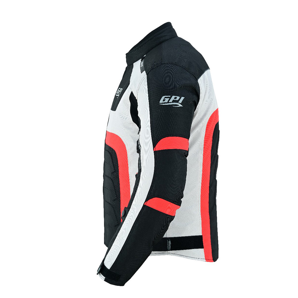 Men’s All-Season High Premium Quality Waterproof Motorcycle Jacket with 4 Pockets – Black/Beach/Red-