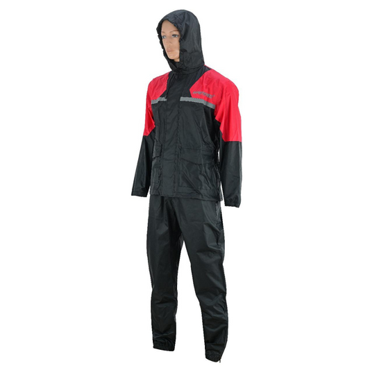 Motorcycle Rain Suit for Men and Women Weatherproof All-Season Riding Black/Red
