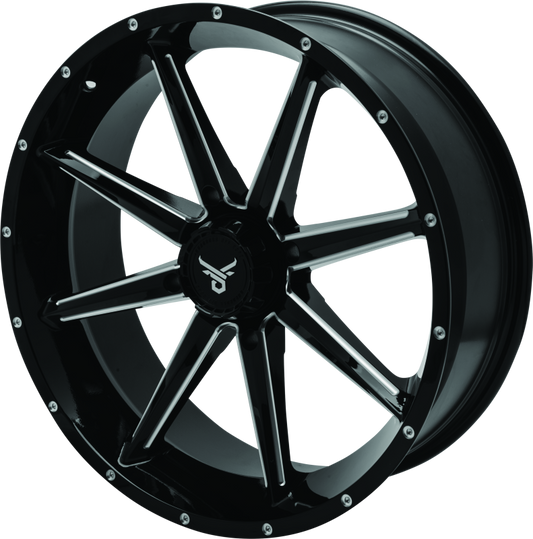 QuadBoss, QuadBoss Slicer 20x7 PowerSports Wheels with Limited Edition Bull Logo Center Caps
