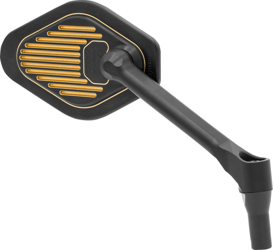 DRAG SPECIALTIES M03-06R Adjustable Diamond Mirror for Harley-Davidson with Short Stem, Black/Gold Finish