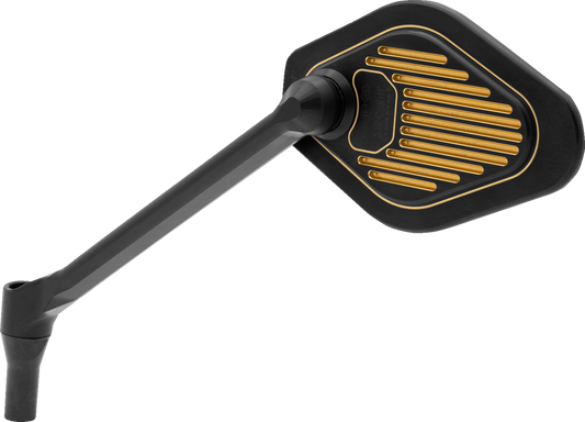 DRAG SPECIALTIES M03-12L Adjustable Diamond Mirror with Long Stem - Black/Gold Finish