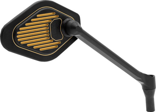 DRAG SPECIALTIES M03-12R Adjustable Diamond Mirror with Long Stem - Right Side, Black/Gold Finish