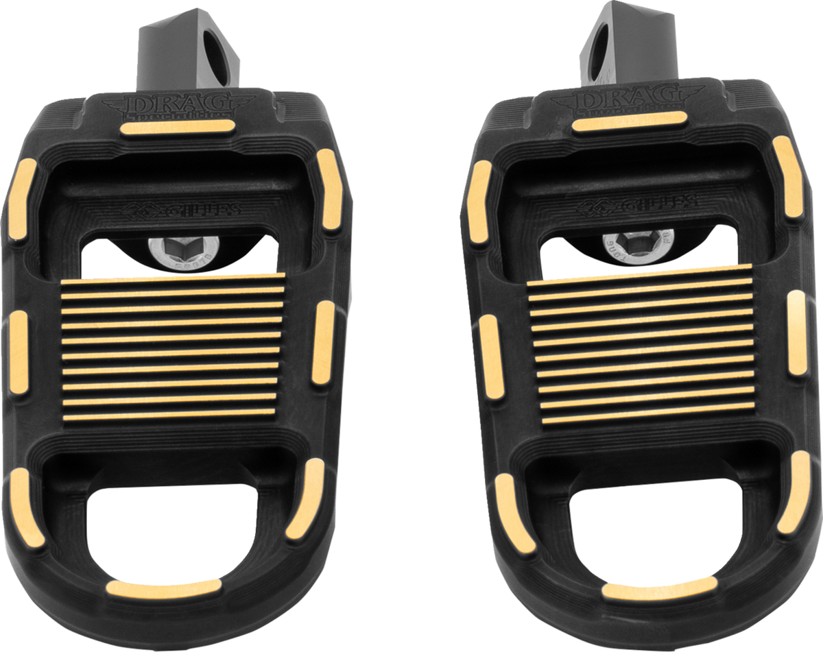 DRAG SPECIALTIES Adjustable Foot Pegs - Black/Gold RGK2-B003 for Motorcycles