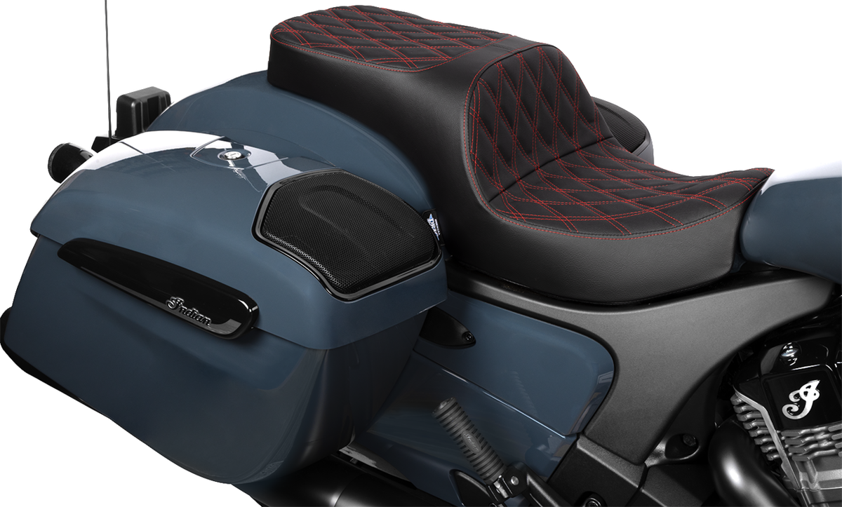 DRAG SPECIALTIES SEATS, Drag Specialties Seats Freedom Seat for Challenger 2020-2025 & Chieftain 2025 with Double Diamond Red Stitch by DRAG SPECIALTIES SEATS Part 4722D