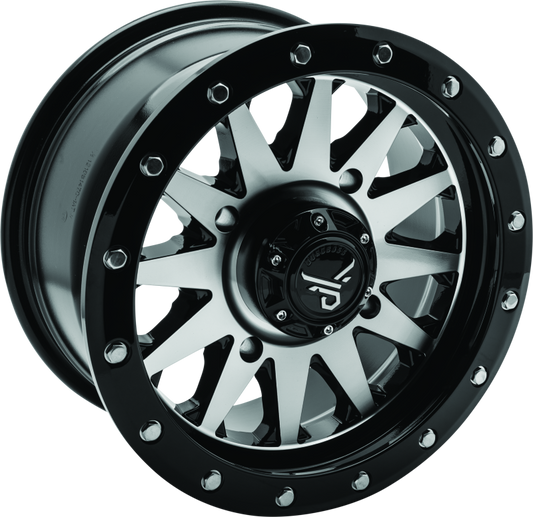 QuadBoss, QuadBoss Wagon 14x7 4+3 4/156 Black Machined Alloy Wheel - Lightweight and Durable for Powersports Vehicles