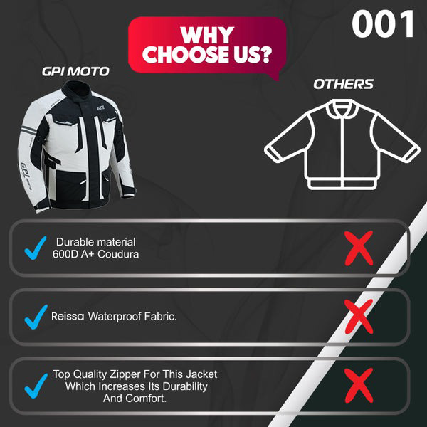 Men’s All-Season 7 Pockets Waterproof High Premium Quality Motorcycle Jacket – Beach/Black-