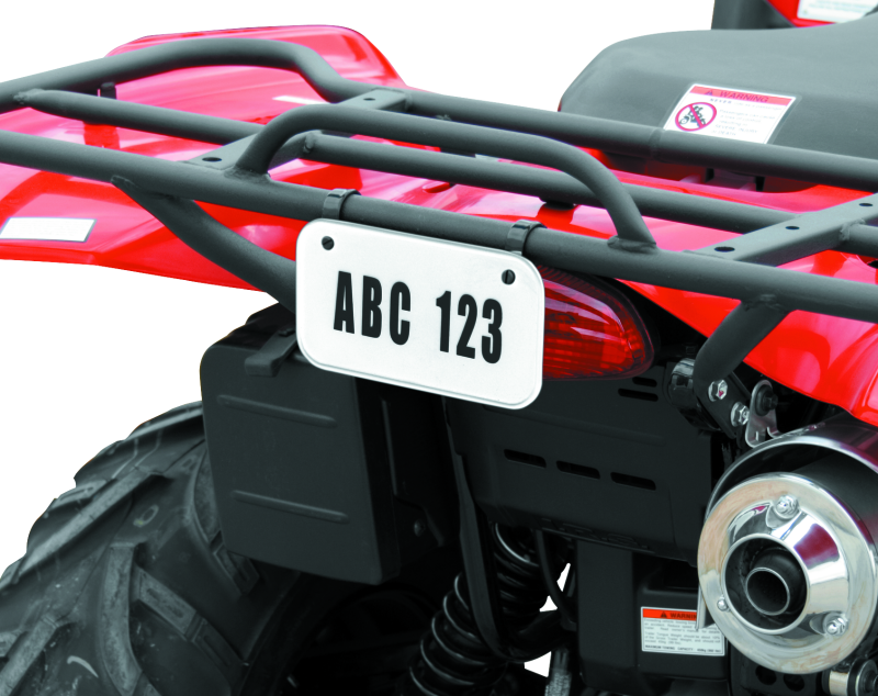 QuadBoss, QuadBoss ATV License Plate Kit - White with Numbers, Letters, and Mounting Clamps