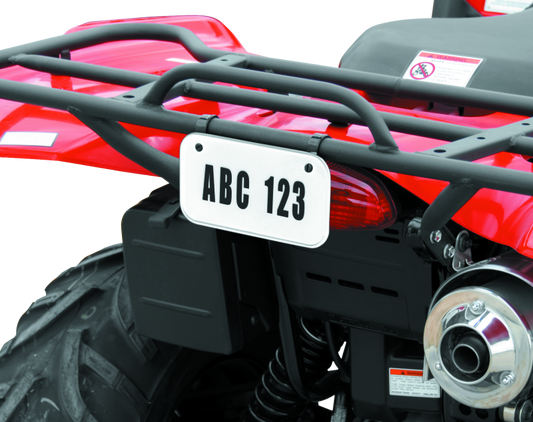 QuadBoss, QuadBoss ATV License Plate Kit - White with Numbers, Letters, and Mounting Clamps