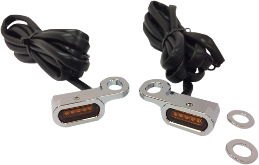 Drag Specialties LED Handlebar Marker Lights with Hydraulic Clutch – Chrome and Amber, Part L22-0229CAENU