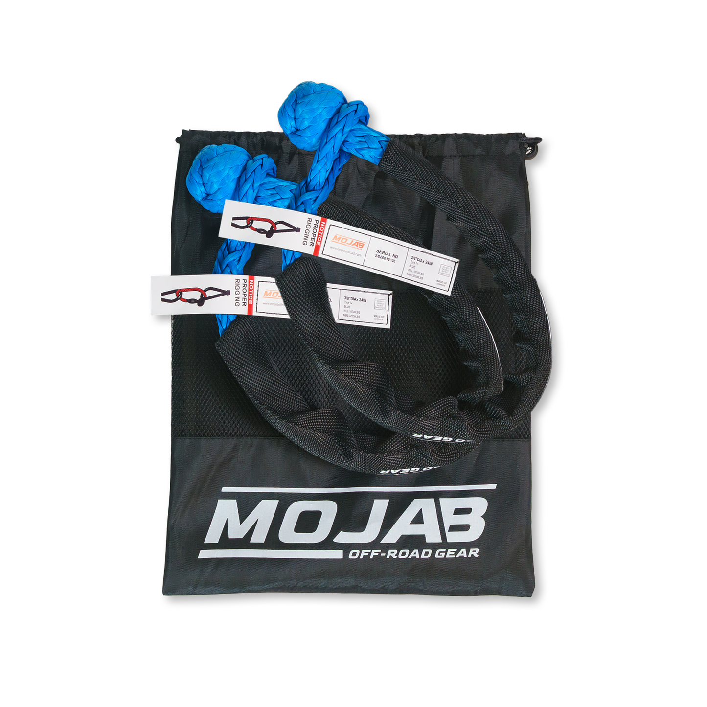 Soft Shackle 3/8'' x 24” with sleeve and bag (Set of 2 Shackles) (Lifetime Warranty)