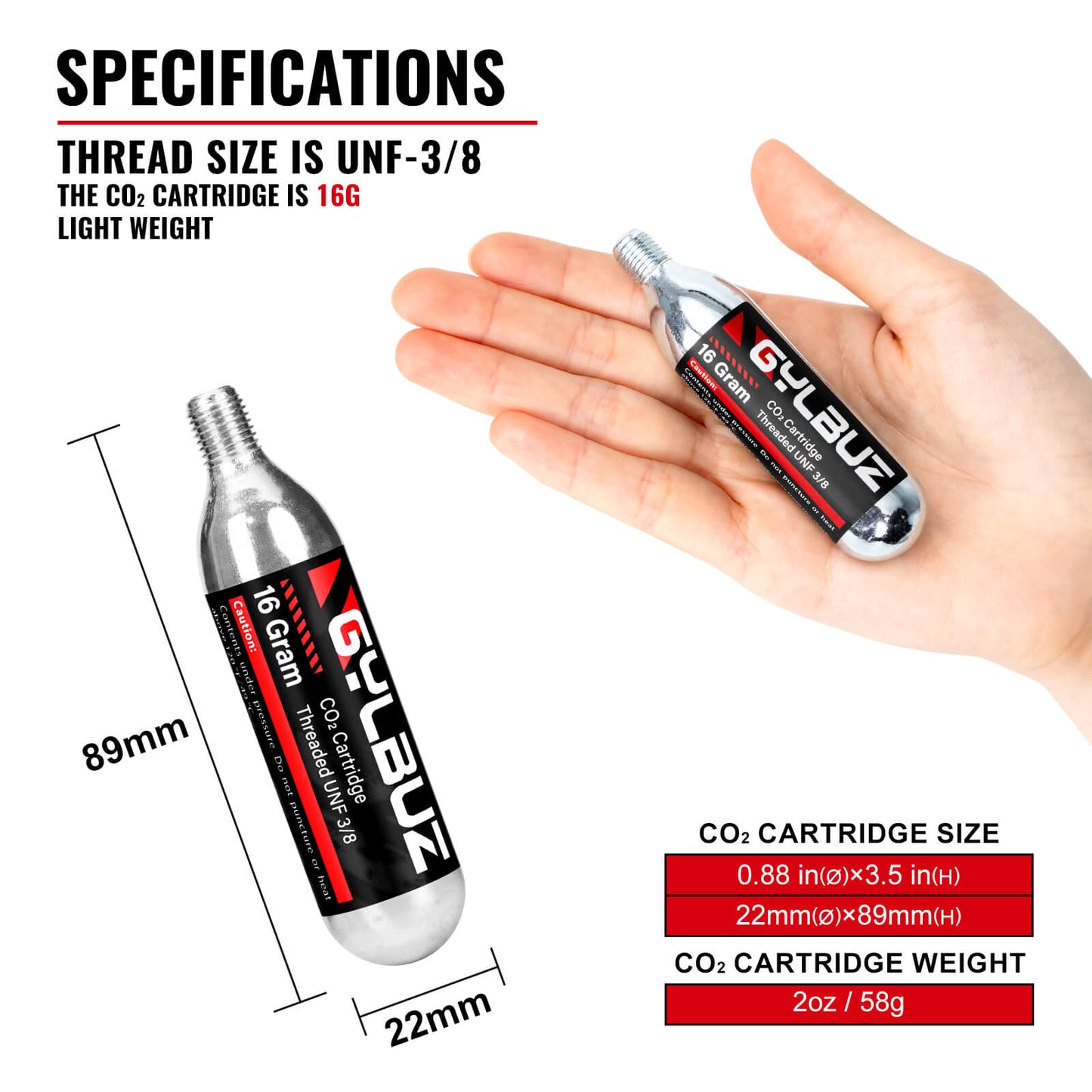 CO2 Inflator Set (with 6×16g Cartridges)
