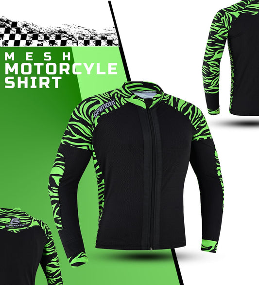 Men's Mesh Green Motorcycle Shirt | CE Level 2 Certified Protection-