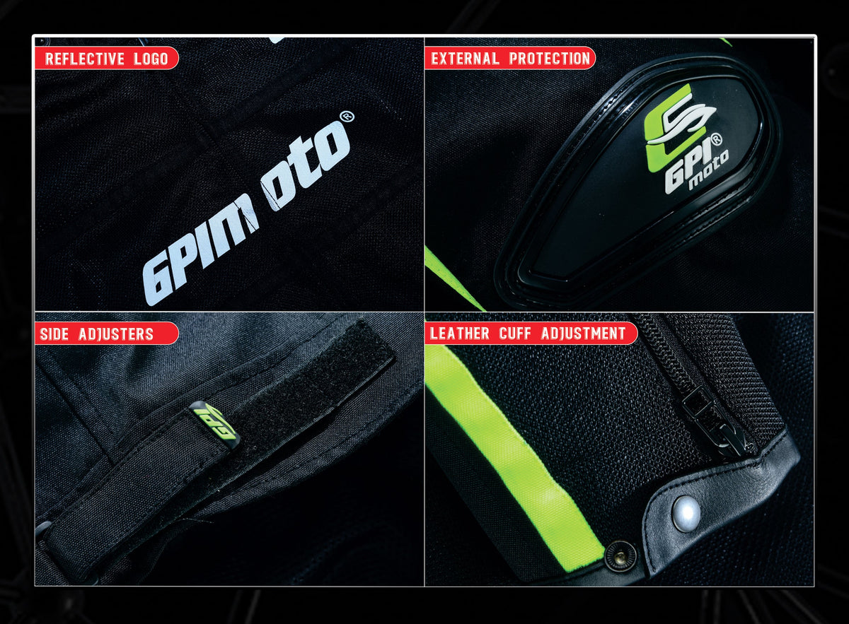 Men’s High Premium Quality Summer 4 Pockets Waterproof Motorcycle Black/Fluorescent Jacket
