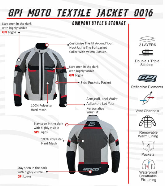 Men’s High Premium Quality Summer 4 Pockets Soft Adjustable Motorcycle Black/Grey/Beach Jacket-