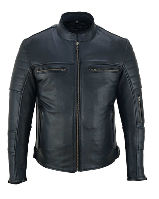 GPI Moto Men's Motorcycle Leather Black Jacket