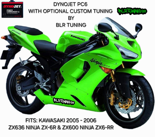 KAWASAKI NINJA ZX-6R ZX636 636cc AND NINJA ZX6-RR ZX600 600cc 2005 - 2006 PC6 BY DYNOJET WITH OPTIONAL CUSTOM TUNING BY BLR TUNING