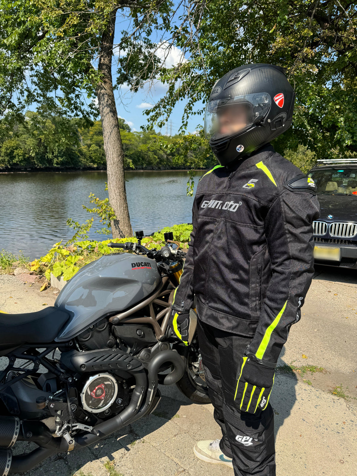 Men’s High Premium Quality Summer 4 Pockets Waterproof Motorcycle Black/Fluorescent Jacket