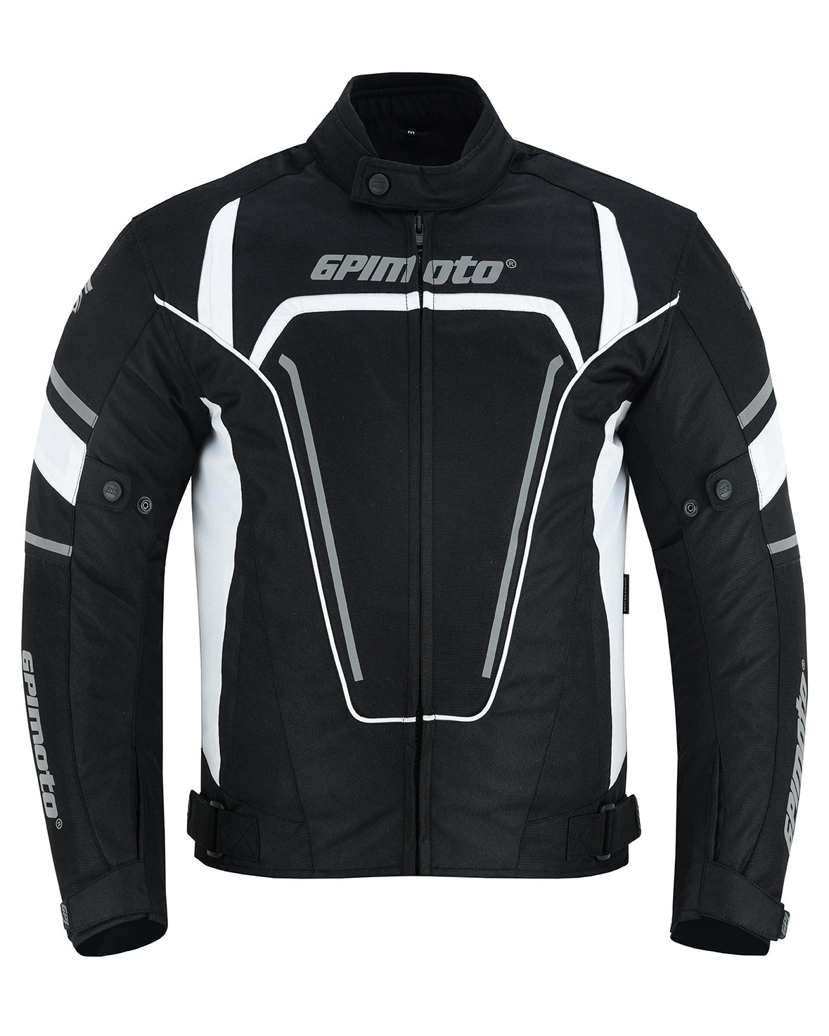 Men's All Season High Premium Quality 4 Pockets Waterproof Motorcycle Jacket – Black/White-