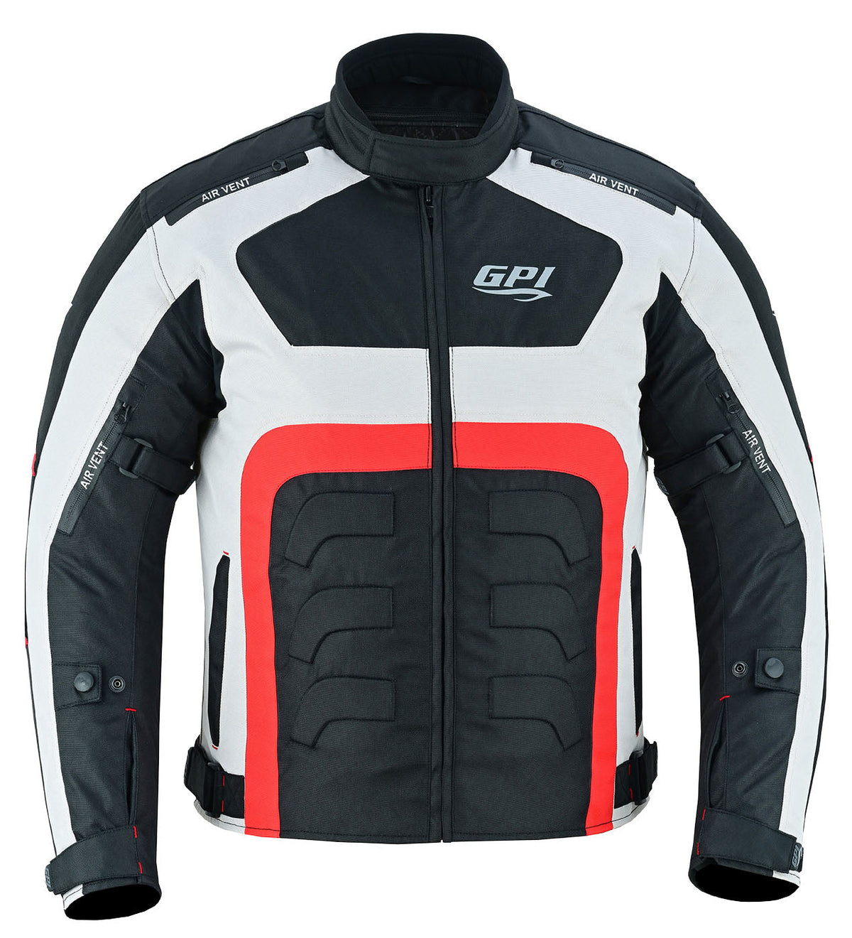 Men’s All-Season High Premium Quality Waterproof Motorcycle Jacket with 4 Pockets – Black/Beach/Red-