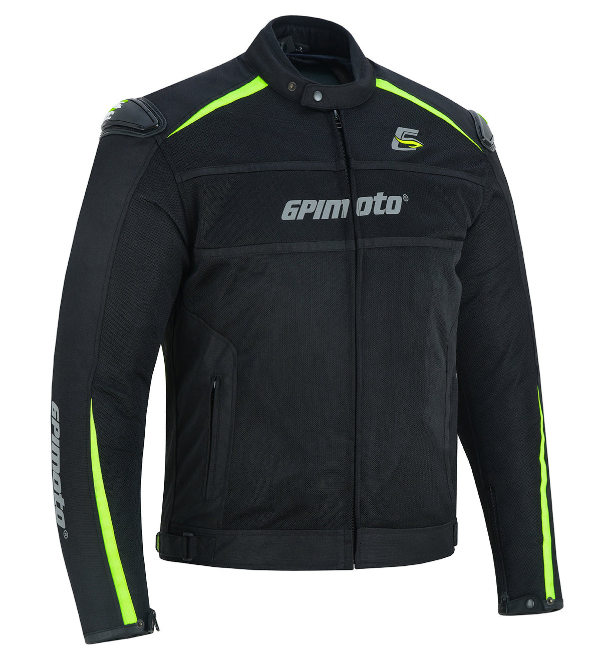 Men’s High Premium Quality Summer 4 Pockets Waterproof Motorcycle Black/Fluorescent Jacket
