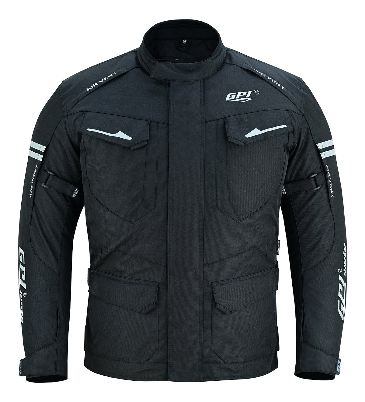 Men’s All-Season High Premium Quality Waterproof Motorcycle Jacket with Removable Armor – Full Black
