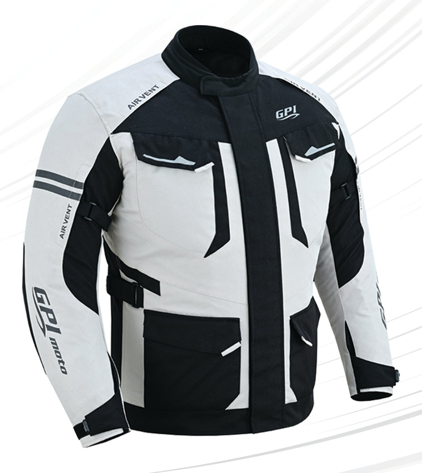 Men’s All-Season 7 Pockets Waterproof High Premium Quality Motorcycle Jacket – Beach/Black-