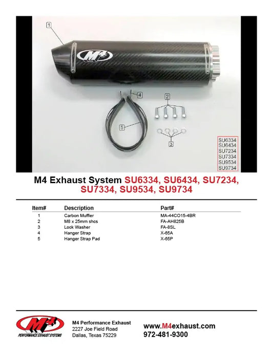 IN STOCK M4 Exhaust Carbon Fiber Bolt On 2001-2003 GSXR 600 SU6334