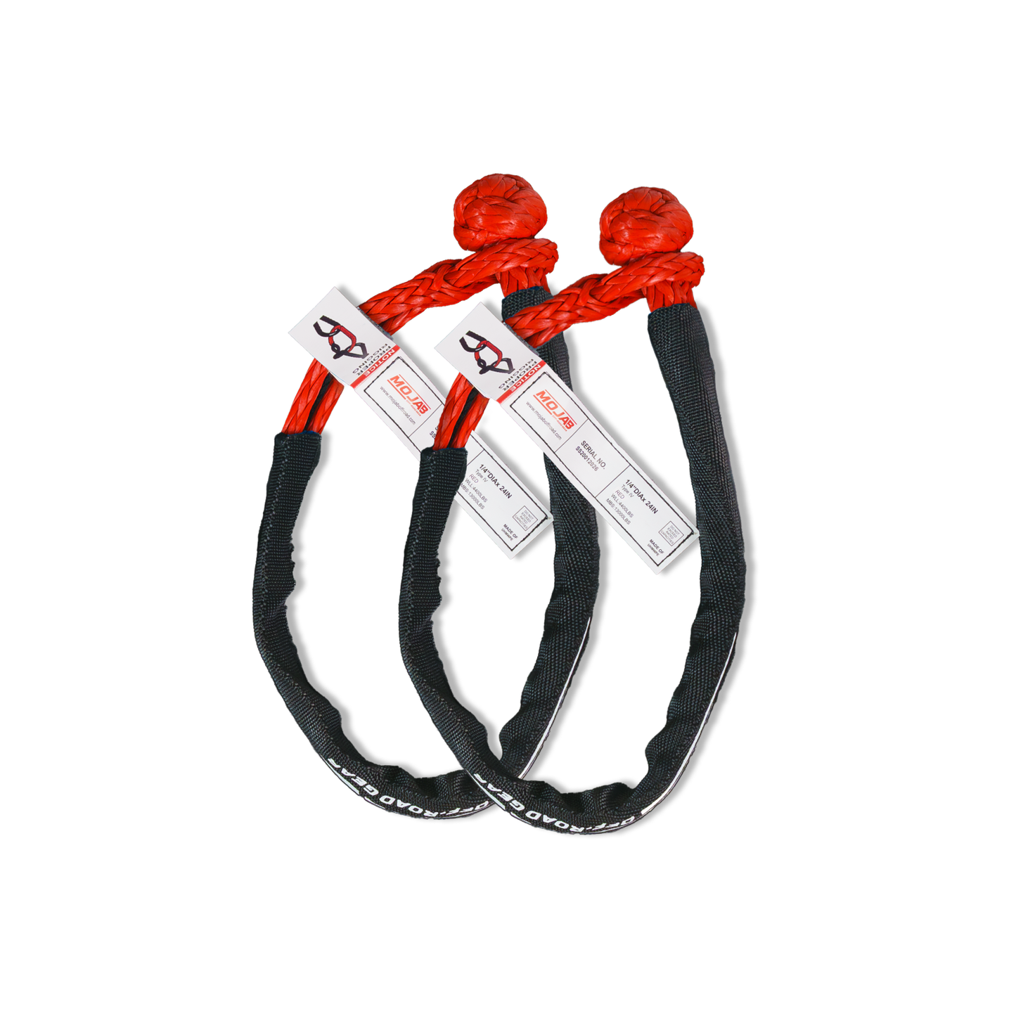 Soft Shackle 1/4'' x 24'' with sleeve and bag (Set of 2 Shackles) (Lifetime Warranty)