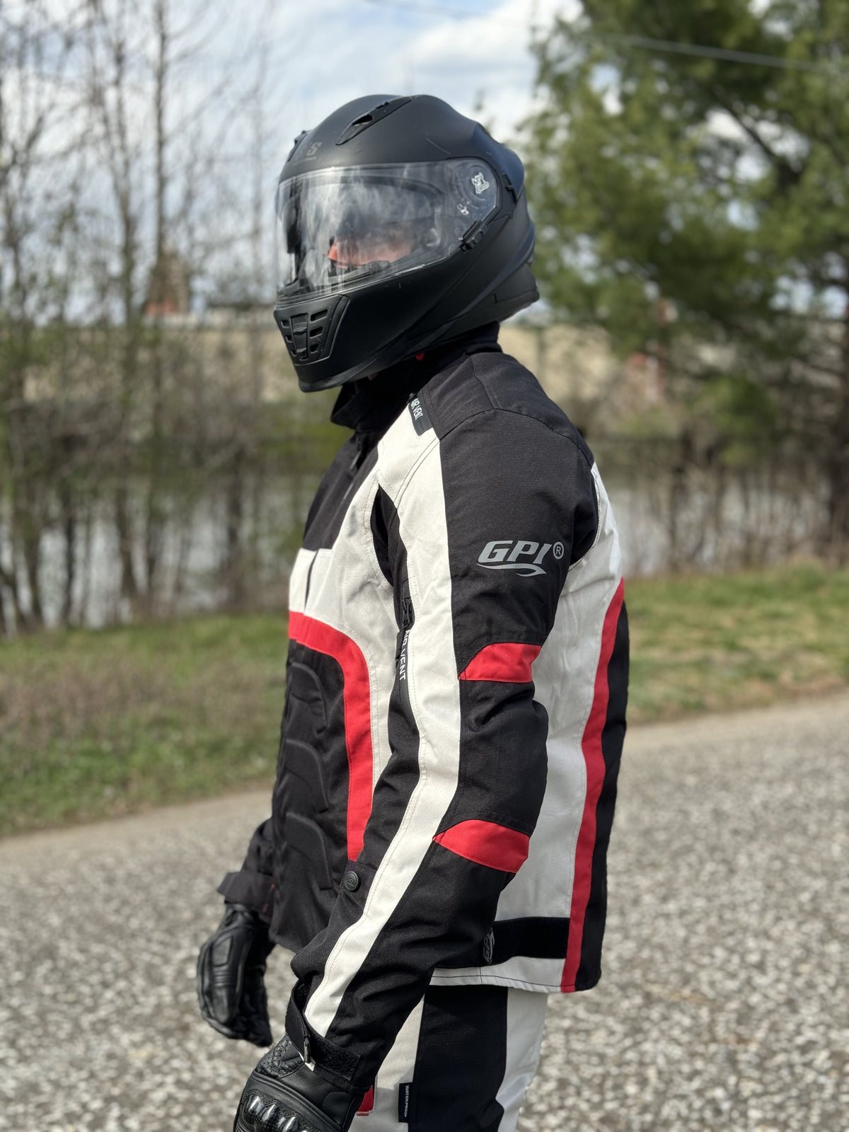 Men’s All-Season High Premium Quality Waterproof Motorcycle Jacket with 4 Pockets – Black/Beach/Red-