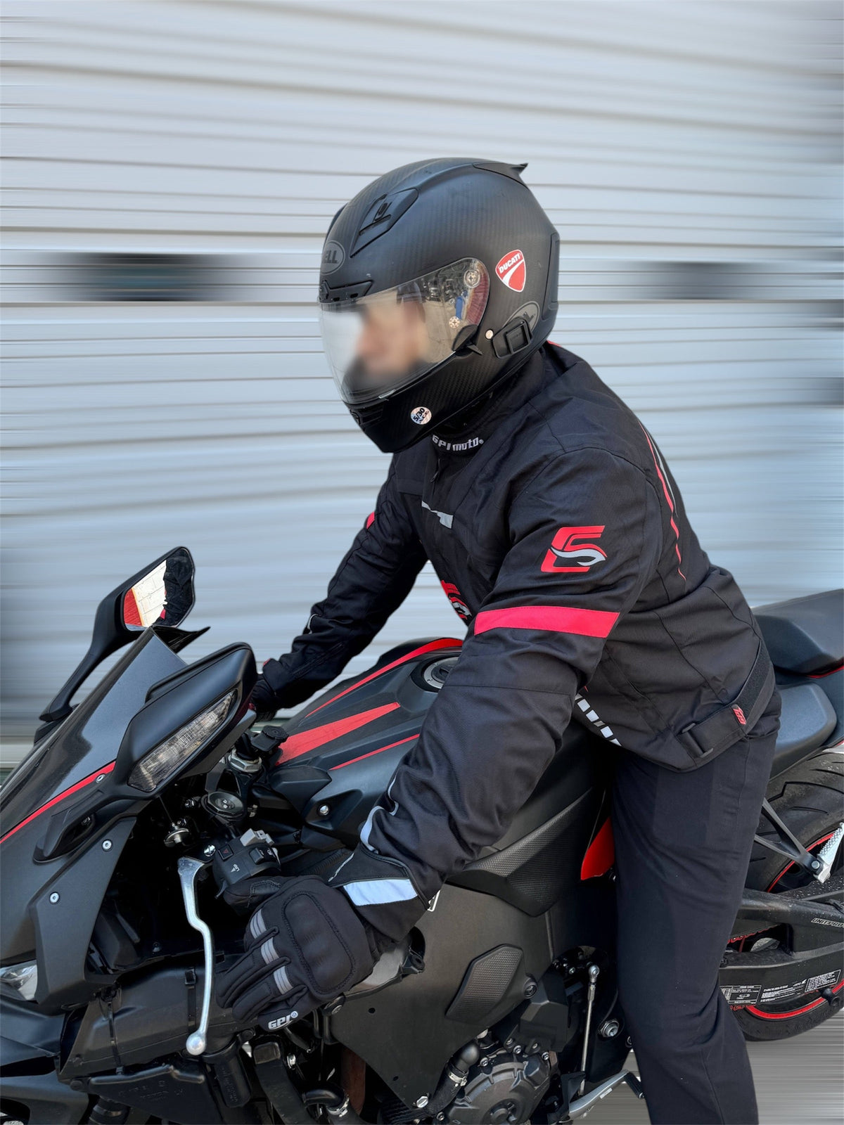 Men's All Season 4 Pockets Water Proof Motorcycle Black/Grey/Red Jacket-