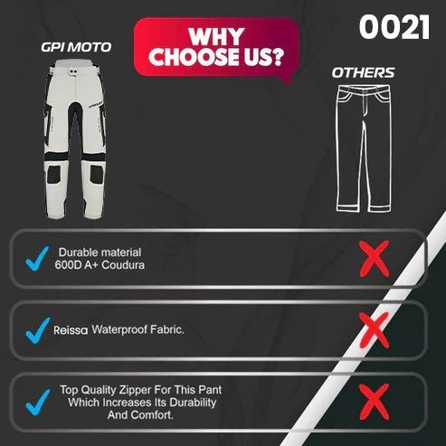 GPI MOTO Motorcycle Cargo Pants for Men – Regular Fit Riding Pants with CE Armors