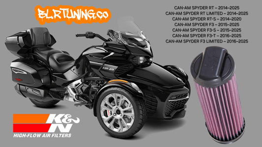 CAN-AM SPYDER 1330 K&N HIGH FLOW AIR FILTER FITS 2014 and up RT and F3 models