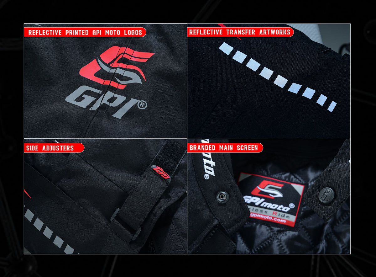 Men's All Season 4 Pockets Water Proof Motorcycle Black/Grey/Red Jacket